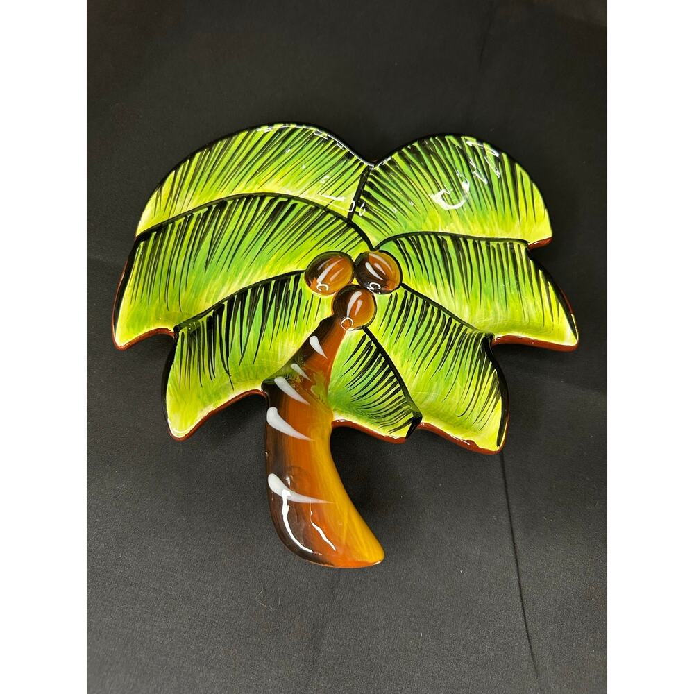 Clay Art Decorative Palm Tree Plate Bowl